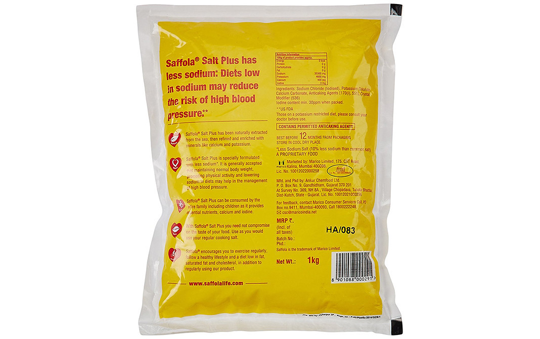 Saffola Salt Plus Less Sodium   Pack  1 kilogram